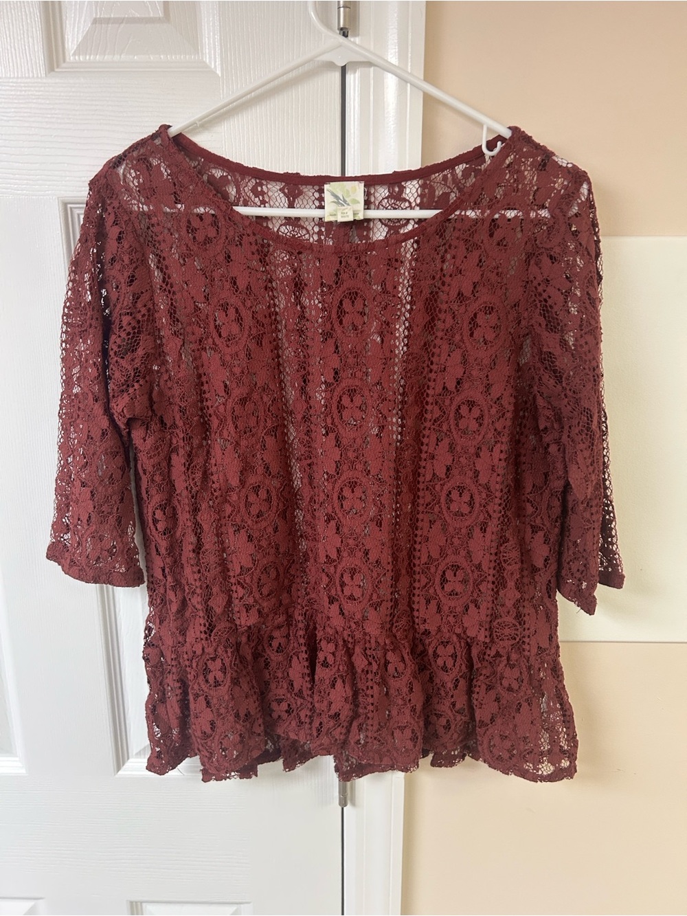 Anthropologie Weston Wear Lace Peplum Blouse